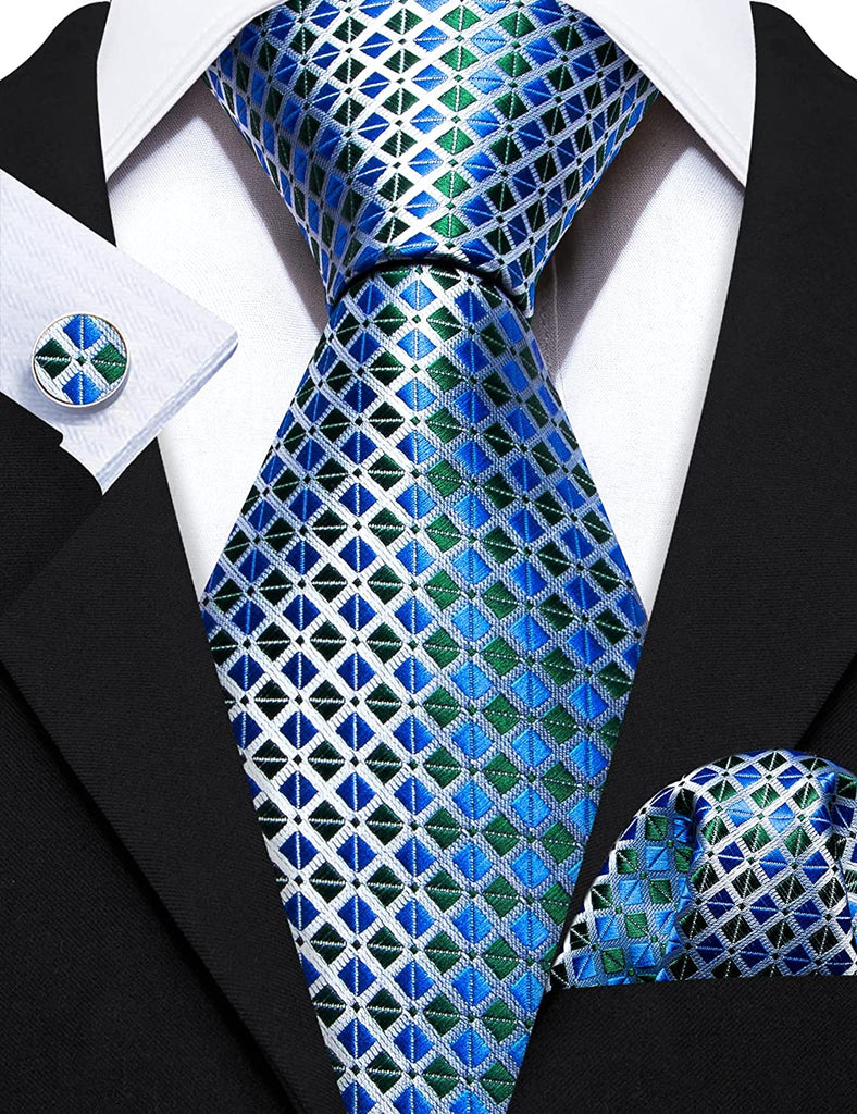Blue and Green Necktie Set-LBW1260