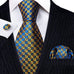 Blue Brown Gold Necktie Set-LBW1278
