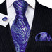 Purple and Grey Extra Long Paisley Necktie Set-LBW1281