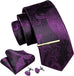 Purple and Black Silk Necktie Set-LBW1291