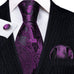 Purple and Black Silk Necktie Set-LBW1291