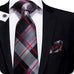 63" Extra Long Black Grey Red Necktie Set-LBWH216XL