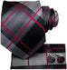 63" Extra Long Black Grey Red Necktie Set-LBWH216XL