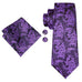 Purple and Black Floral Silk Necktie Set LBW217