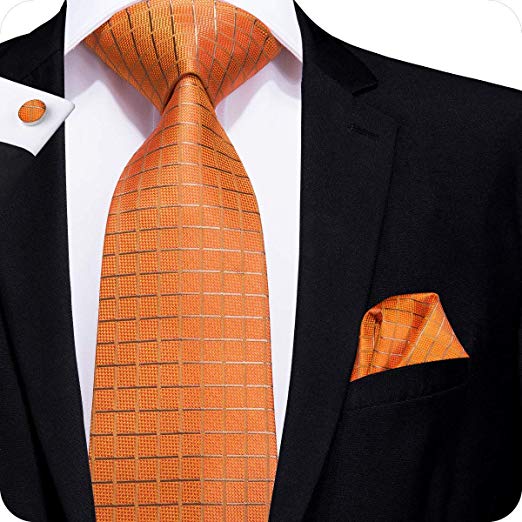 Orange and Tan Silk Necktie Set LBW227