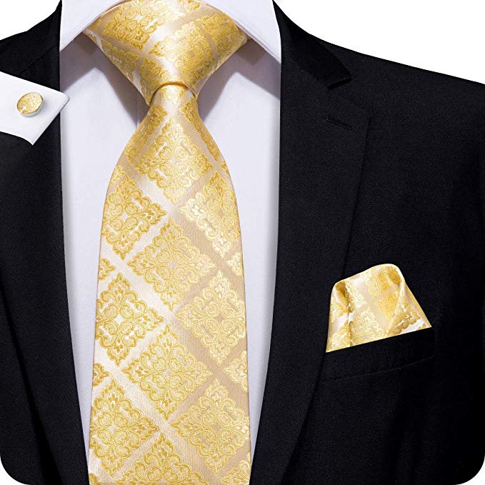 Gold Silk Necktie Set LBW243