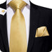 Gold Check Silk Necktie Set- LBW256