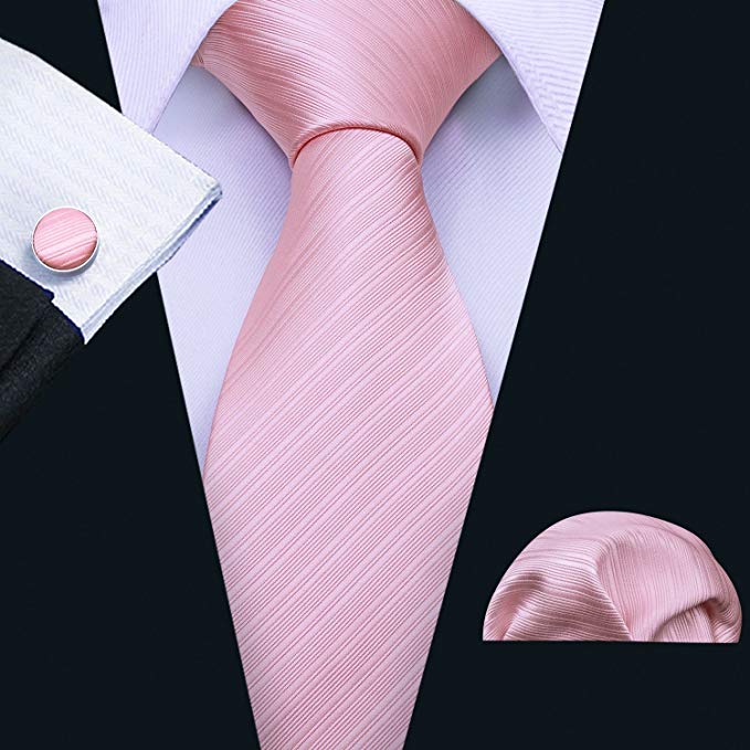 Pink Tone on Tone Striped Wedding Necktie Set LBW291 Pink Tone on Tone Striped Wedding Necktie Set LBW291