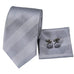 Silver Striped Silk Necktie Set-LBW317
