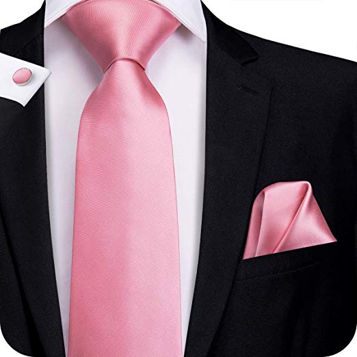Baby Pink Solid Necktie Set-LBW323