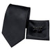 Black Solid Silk Necktie Set-LBW327