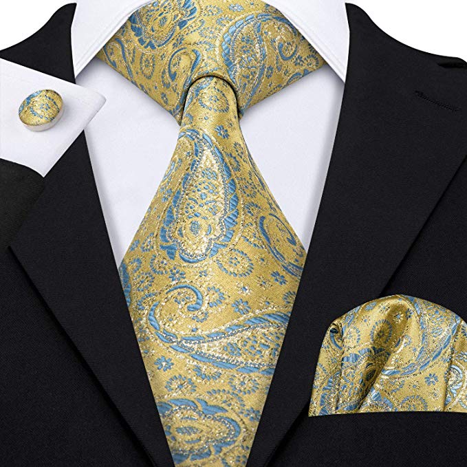 Lemon Yellow and Lt. Blue Necktie Set-LBW405 Lemon Yellow and Lt. Blue Necktie Set-LBW405