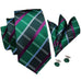 Green  and Purple Silk Check Necktie Set-LBW415