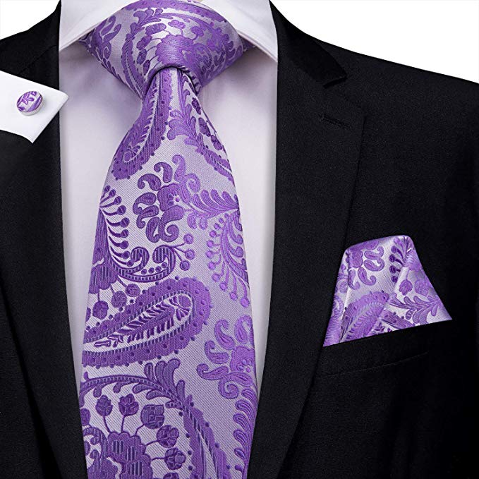 Purple Silk Necktie Set-LBW432