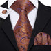 Orange Gold Purple Silk Necktie Set-LBW439