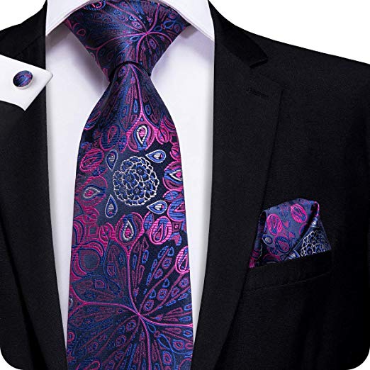 Blue,Purple and Pink Floral Tie Set LBW483