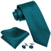 Teal and Black Hounds Tooth Necktie Set LBW5088