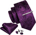 Purple Silk Paisley Necktie Set-LBW519