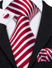 Thin Red and White Striped Silk Necktie Set-LBW542