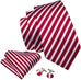 Thin Red and White Striped Silk Necktie Set-LBW542