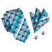 Teal and Gray Plaid Necktie Set LBW553