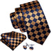 Orange Navy Silk Necktie Set-LBW654