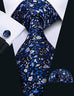 Blue Floral Silk Necktie Set-LBW568