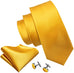Yellow Silk Solid Wedding Necktie Set-LBW595