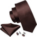Brown Silk Solid Wedding Necktie Set-LBW599
