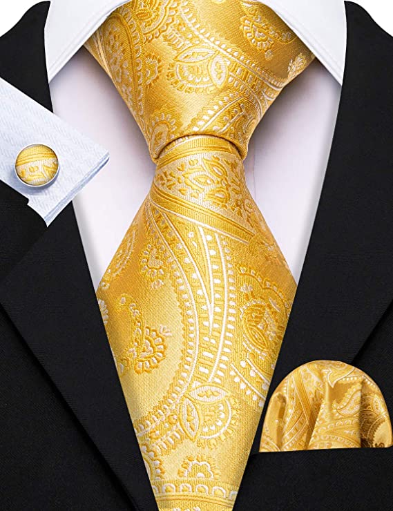 Bright Gold Silk Necktie Set-LBW601