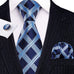 Blue Check Silk Tie Set-LBW641
