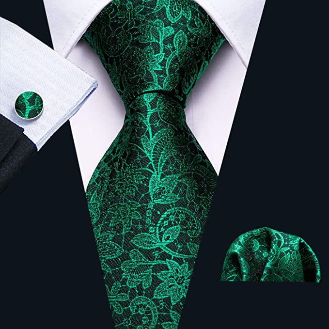 Emerald Green Silk Necktie Set-LBW679