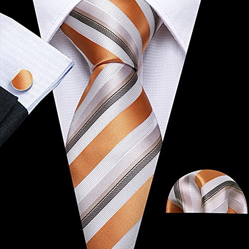 Orange Khaki Grey Necktie Set-LBW705