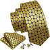 Blue and Yellow Polka Dot Silk Necktie Set-LBW725