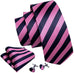 Navy Blue and Pink Stripe Silk Necktie Set-LBW731