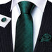 Emerald Green Wave Silk Necktie Set-LBW734