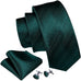 Emerald Green Wave Silk Necktie Set-LBW734