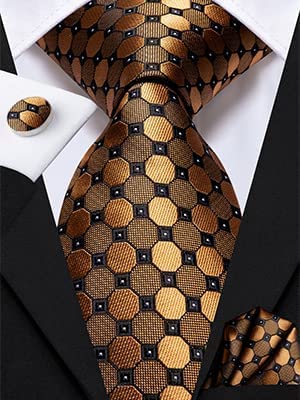 Copper and Black Silk Necktie Set-LBW804