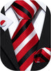 New Red Black White Stripe Necktie Set-LBW891