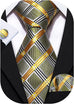 Olive Green Yellow and Black Necktie Set-LBW903