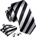 Black and Silver Stripe Necktie Set-LBWA1157