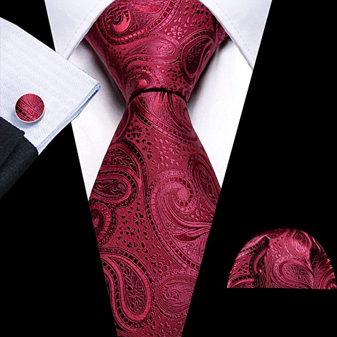 Cranberry Red Paisley Necktie Set-LBWA1192 | Toramon Necktie Company ...
