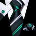 Green White Black Stripe Necktie Set-LBWA1196