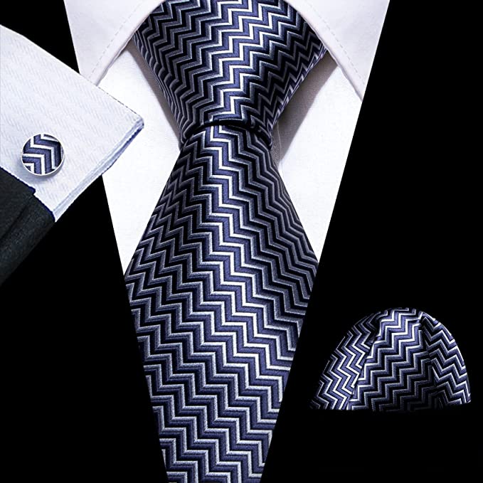 Navy Blue and Grey Necktie Set-LBWA1199