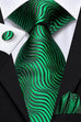 Green and Black Silk Necktie Set-LBWH1200