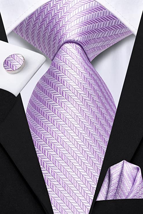 Lavender and Grey Silk Necktie Set-LBWH1203