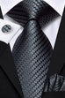 Black Geometric Silk Necktie Set-LBWH1208