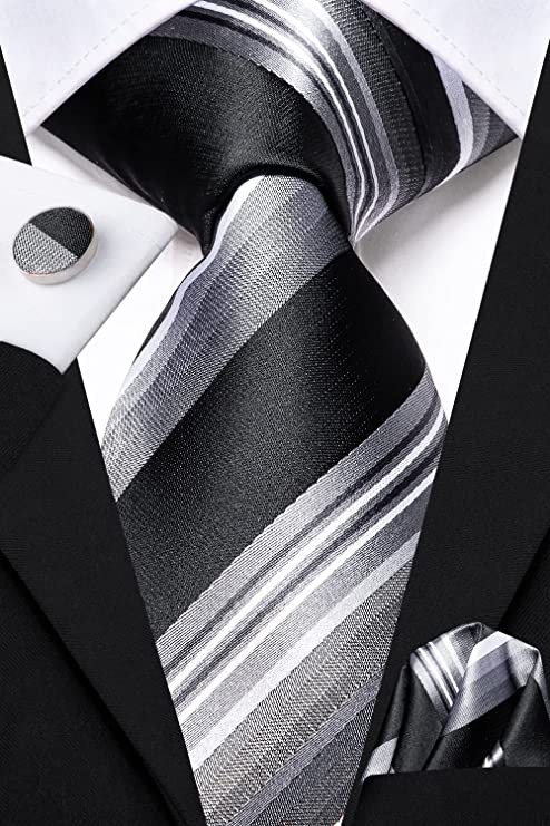 Black and Grey Silk Necktie Set-LBWH1209 | Toramon Necktie Company | Menâs Necktie Sets
