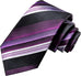 Black Purple White Striped Silk Necktie Set-LBWH1210