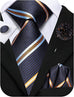Navy Blue Black Grey Gold Silk Necktie Set-LBWH1222